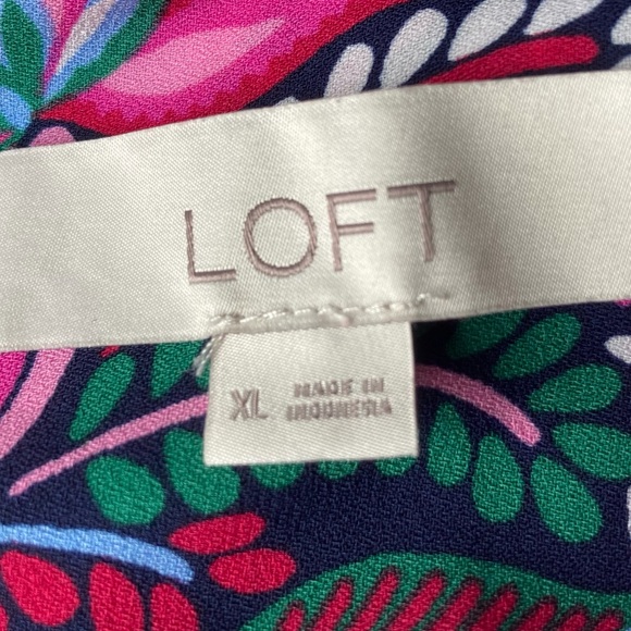 LOFT Pink Paisley Floral Print Long-Sleeve Blouse Top Women’s XL - Picture 4 of 7